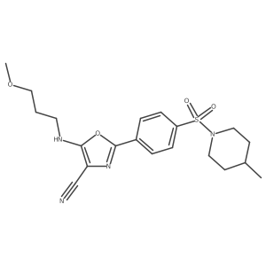 5-[(3-Methoxypropyl)amino]-2-{4-[(4-methylpiperidin-1-yl)sulfonyl]phenyl}-1,3-oxazole-4-carbonitrile结构式