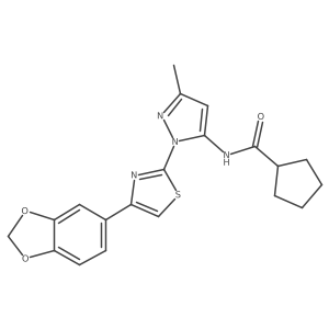 N-{1-[4-(2H-1,3-benzodioxol-5-yl)-1,3-thiazol-2-yl]-3-methyl-1H-pyrazol-5-yl}cyclopentanecarboxamide Structure