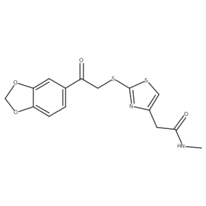 2-(2-((2-(benzo[d][1,3]dioxol-5-yl)-2-oxoethyl)thio)thiazol-4-yl)-N-methylacetamide结构式