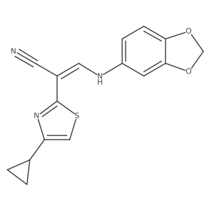 (2E)-3-(1,3-benzodioxol-5-ylamino)-2-(4-cyclopropyl-1,3-thiazol-2-yl)prop-2-enenitrile Structure