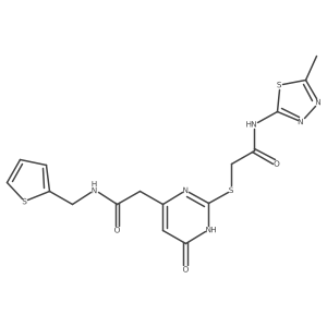 N-(5-methyl-1,3,4-thiadiazol-2-yl)-2-((6-oxo-4-(2-oxo-2-((thiophen-2-ylmethyl)amino)ethyl)-1,6-dihydropyrimidin-2-yl)thio)acetamide Structure