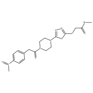 N-methyl-2-((5-(4-(2-(4-nitrophenyl)acetyl)piperazin-1-yl)-1,3,4-thiadiazol-2-yl)thio)acetamide Structure