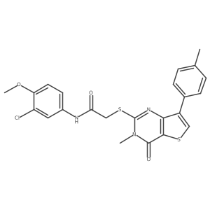 N-(3-chloro-4-methoxyphenyl)-2-{[3-methyl-7-(4-methylphenyl)-4-oxo-3,4-dihydrothieno[3,2-d]pyrimidin-2-yl]thio}acetamide结构式