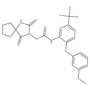 2-(2,4-dioxo-1,3-diazaspiro[4.4]nonan-3-yl)-N-[2-(3-methoxyphenoxy)-5-(trifluoromethyl)phenyl]acetamide Structure