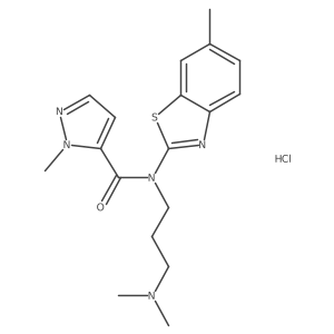 N-(3-(dimethylamino)propyl)-1-methyl-N-(6-methylbenzo[d]thiazol-2-yl)-1H-pyrazole-5-carboxamide hydrochloride结构式