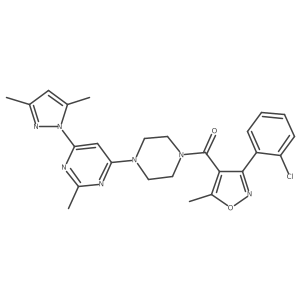 (3-(2-chlorophenyl)-5-methylisoxazol-4-yl)(4-(6-(3,5-dimethyl-1H-pyrazol-1-yl)-2-methylpyrimidin-4-yl)piperazin-1-yl)methanone Structure