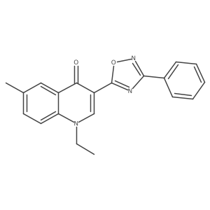 1-ethyl-6-methyl-3-(3-phenyl-1,2,4-oxadiazol-5-yl)quinolin-4(1H)-one结构式