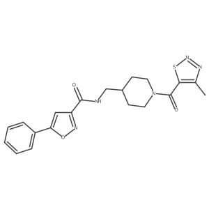 N-((1-(4-methyl-1,2,3-thiadiazole-5-carbonyl)piperidin-4-yl)methyl)-5-phenylisoxazole-3-carboxamide结构式