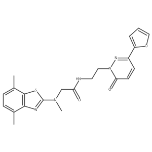 2-((4,7-dimethylbenzo[d]thiazol-2-yl)(methyl)amino)-N-(2-(3-(furan-2-yl)-6-oxopyridazin-1(6H)-yl)ethyl)acetamide结构式