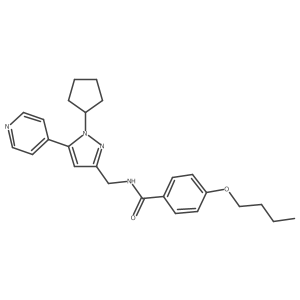 4-butoxy-N-((1-cyclopentyl-5-(pyridin-4-yl)-1H-pyrazol-3-yl)methyl)benzamide结构式