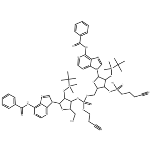 [(2R,3R,4R,5R)-5-(6-benzamidopurin-9-yl)-4-[tert-butyl(dimethyl)silyl]oxy-3-[2-cyanoethoxy(hydroxy)phosphoryl]oxyoxolan-2-yl]methyl [(2S,3S,4S,5S)-5-(6-benzamidopurin-9-yl)-4-[tert-butyl(dimethyl)silyl]oxy-2-(hydroxymethyl)oxolan-3-yl] 2-cyanoethyl phosphate Structure