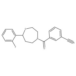 3-[7-(2-Fluorophenyl)-1,4-thiazepane-4-carbonyl]benzonitrile Structure