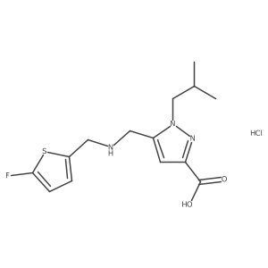 5-((((5-Fluorothiophen-2-yl)methyl)amino)methyl)-1-isobutyl-1H-pyrazole-3-carboxylic acid hydrochloride结构式