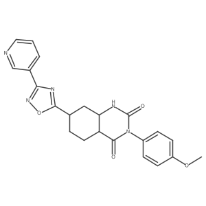 3-(4-methoxyphenyl)-7-(3-pyridin-3-yl-1,2,4-oxadiazol-5-yl)-4a,5,6,7,8,8a-hexahydro-1H-quinazoline-2,4-dione结构式