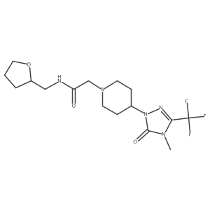 2-(4-(4-methyl-5-oxo-3-(trifluoromethyl)-4,5-dihydro-1H-1,2,4-triazol-1-yl)piperidin-1-yl)-N-((tetrahydrofuran-2-yl)methyl)acetamide结构式