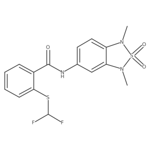 2-((difluoromethyl)thio)-N-(1,3-dimethyl-2,2-dioxido-1,3-dihydrobenzo[c][1,2,5]thiadiazol-5-yl)benzamide结构式