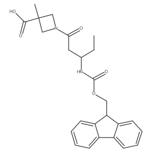 1-[(3S)-3-({[(9H-fluoren-9-yl)methoxy]carbonyl}amino)pentanoyl]-3-methylazetidine-3-carboxylic acid结构式