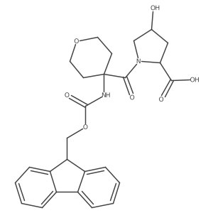 (2R,4R)-1-[4-({[(9H-fluoren-9-yl)methoxy]carbonyl}amino)oxane-4-carbonyl]-4-hydroxypyrrolidine-2-carboxylic acid结构式