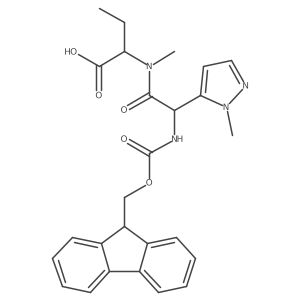 2-[2-({[(9H-fluoren-9-yl)methoxy]carbonyl}amino)-N-methyl-2-(1-methyl-1H-pyrazol-5-yl)acetamido]butanoic acid Structure