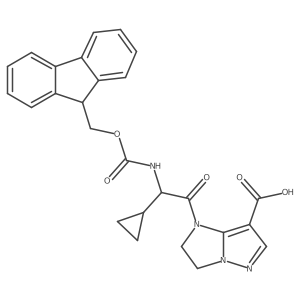 1-[2-cyclopropyl-2-({[(9H-fluoren-9-yl)methoxy]carbonyl}amino)acetyl]-1H,2H,3H-pyrazolo[1,5-a]imidazole-7-carboxylic acid结构式