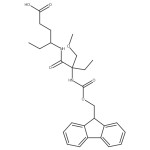 4-[2-({[(9H-fluoren-9-yl)methoxy]carbonyl}amino)-2-(methoxymethyl)butanamido]hexanoic acid Structure