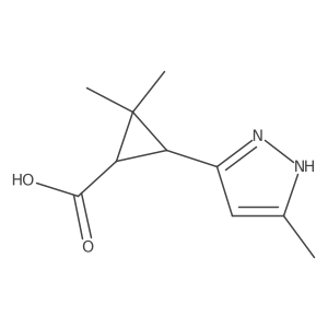 2,2-dimethyl-3-(5-methyl-1H-pyrazol-3-yl)cyclopropane-1-carboxylic acid结构式