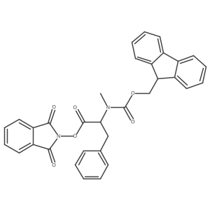 1,3-dioxo-2,3-dihydro-1H-isoindol-2-yl (2S)-2-({[(9H-fluoren-9-yl)methoxy]carbonyl}(methyl)amino)-3-phenylpropanoate结构式