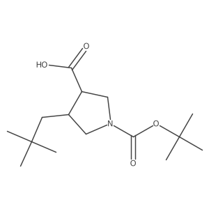 rac-(3R,4R)-1-[(tert-butoxy)carbonyl]-4-(2,2-dimethylpropyl)pyrrolidine-3-carboxylic acid, trans Structure