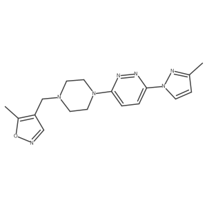 3-{4-[(5-methyl-1,2-oxazol-4-yl)methyl]piperazin-1-yl}-6-(3-methyl-1H-pyrazol-1-yl)pyridazine结构式