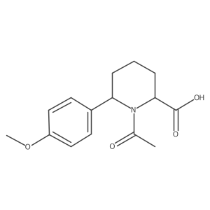 rac-(2R,6S)-1-acetyl-6-(4-methoxyphenyl)piperidine-2-carboxylic acid结构式