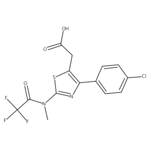 2-[4-(4-chlorophenyl)-2-[methyl-(2,2,2-trifluoroacetyl)amino]thiazol-5-yl]acetic acid结构式