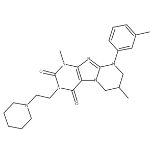 1,7-dimethyl-3-(2-(piperidin-1-yl)ethyl)-9-(m-tolyl)-6,7,8,9-tetrahydropyrimido[2,1-f]purine-2,4(1H,3H)-dione Structure