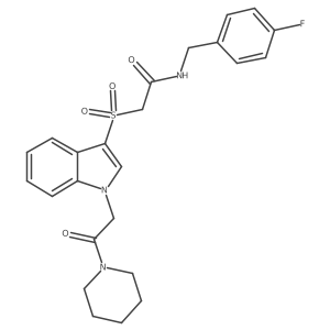 N-(4-fluorobenzyl)-2-((1-(2-oxo-2-(piperidin-1-yl)ethyl)-1H-indol-3-yl)sulfonyl)acetamide结构式