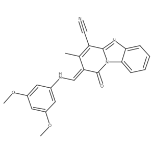 (2E)-2-{[(3,5-dimethoxyphenyl)amino]methylidene}-3-methyl-1-oxo-1,2-dihydropyrido[1,2-a]benzimidazole-4-carbonitrile Structure