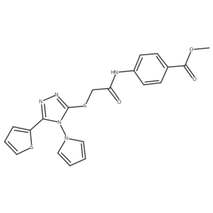 methyl 4-[({[4-(1H-pyrrol-1-yl)-5-(thiophen-2-yl)-4H-1,2,4-triazol-3-yl]sulfanyl}acetyl)amino]benzoate结构式