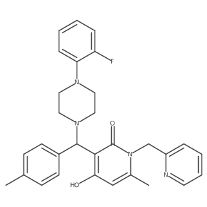 3-((4-(2-fluorophenyl)piperazin-1-yl)(p-tolyl)methyl)-4-hydroxy-6-methyl-1-(pyridin-2-ylmethyl)pyridin-2(1H)-one结构式