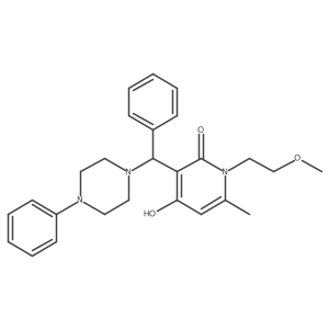4-hydroxy-1-(2-methoxyethyl)-6-methyl-3-(phenyl(4-phenylpiperazin-1-yl)methyl)pyridin-2(1H)-one结构式