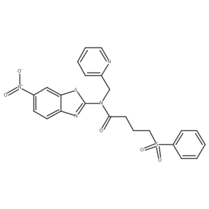 N-(6-nitrobenzo[d]thiazol-2-yl)-4-(phenylsulfonyl)-N-(pyridin-2-ylmethyl)butanamide Structure