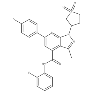 1-(1,1-dioxidotetrahydrothiophen-3-yl)-N-(2-fluorophenyl)-6-(4-fluorophenyl)-3-methyl-1H-pyrazolo[3,4-b]pyridine-4-carboxamide结构式