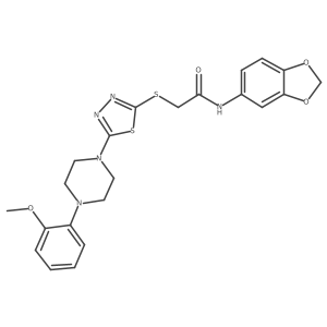 COc1ccccc1N1CCN(c2nnc(SCC(=O)Nc3ccc4c(c3)OCO4)s2)CC1结构式