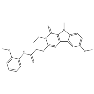 2-({3-ethyl-8-methoxy-5-methyl-4-oxo-3H,4H,5H-pyrimido[5,4-b]indol-2-yl}sulfanyl)-N-(2-methoxyphenyl)acetamide结构式