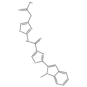 N-(4-(2-amino-2-oxoethyl)thiazol-2-yl)-2-(1-methyl-1H-indol-2-yl)thiazole-4-carboxamide结构式