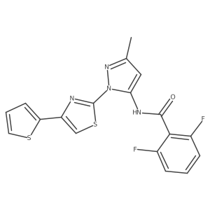2,6-difluoro-N-(3-methyl-1-(4-(thiophen-2-yl)thiazol-2-yl)-1H-pyrazol-5-yl)benzamide Structure