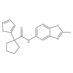 N-(2-methylbenzo[d]thiazol-5-yl)-1-(thiophen-2-yl)cyclopentanecarboxamide结构式
