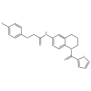 2-((4-fluorophenyl)thio)-N-(1-(thiophene-2-carbonyl)-1,2,3,4-tetrahydroquinolin-6-yl)acetamide结构式