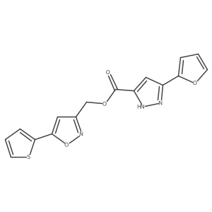 (5-(thiophen-2-yl)isoxazol-3-yl)methyl 3-(furan-2-yl)-1H-pyrazole-5-carboxylate Structure