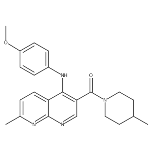 N-(4-methoxyphenyl)-7-methyl-3-(4-methylpiperidine-1-carbonyl)-1,8-naphthyridin-4-amine结构式