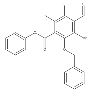 Phenyl 3-bromo-5-fluoro-4-formyl-6-methyl-2-(phenylmethoxy)benzoate结构式