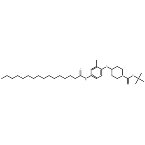 1,1-Dimethylethyl 4-[2-methyl-4-[(1-oxohexadecyl)amino]phenoxy]-1-piperidinecarboxylate结构式