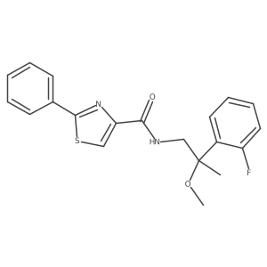 N-(2-(2-fluorophenyl)-2-methoxypropyl)-2-phenylthiazole-4-carboxamide结构式